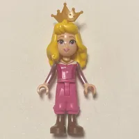Aurora - Dark Pink Trousers, Big Eyes, Yellow Hair, Pearl Gold Crown