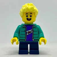 Boy, Dark Turquoise Jacket, Short Dark Blue Legs