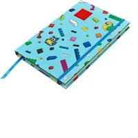 Notebook with Brick Images, Embedded Red 4 x 4 Plate, Blue Ribbon