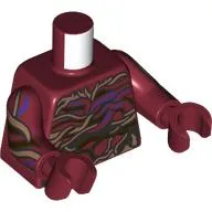 Torso, Dark Purple/Gold/Dark Brown/Nougat Vines print, Dark Red Arms and Hands