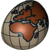 Dome Hemisphere 2 x 2 with Cutout with Reddish Brown Europe, Africa, Asia, Australia Globe Print