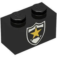 Brick 1 x 2 with Police Yellow Star Badge Print