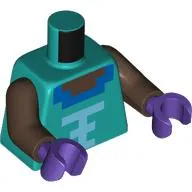 Torso, Pixelated Umber Brown Chest, Dark Azure Collar, Medium Azure Laces print, Umber Brown Arms, Dark Purple Hands