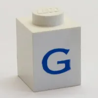 Brick 1 x 1 with Blue G Print