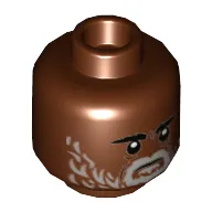 Minifig Head Greef Karga, Low Eyebrows, Light Bluish Gray Beard, Serious Print