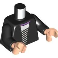 Torso, Jacket, White/Black Striped Shirt, Lavender Collar print, Black Arms, Light Nougat Hands