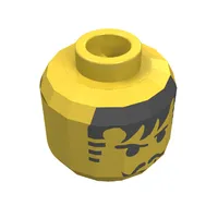 Minifig Head Johnny Thunder / Shadow Knight / Soccer Player, Moustache Black Bangs, Striped Sideburns Print