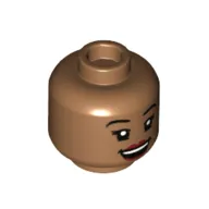 Minifig Head Kelly Kapoor, Eyelashes, Dark Red Lips, Open Mouth with Teeth / Quizzical Closed Mouth print