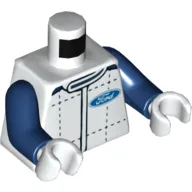 Torso Race Suit with Ford Logo on Front and Back Print, Dark Blue Arms, White Hands