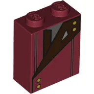 Brick 1 x 2 x 2 with Inside Stud Holder with Red Jacket, Buttons print