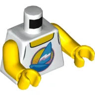 Torso Tank Top with Medium Blue Windsurf / Surfboard Print, Yellow Arms and Hands