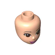 Minidoll Head with Brown Eyes, Open Mouth, Dark Pink Lipstick Print