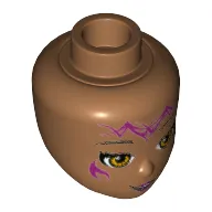 Minidoll Head with Small Smile, Light Brown Eyes and Elves Tribal Print [Azari]