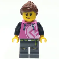 Woman, Dark Pink Hoodie, Dark Bluish Gray Legs