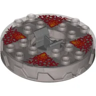 Turntable 6 x 6 Round Flat Silver Base Serrated with Red Energy Print (Ninjago Spinner)