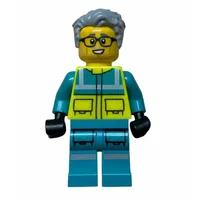 Paramedic, Vibrant Yellow Safety Vest, Light Bluish Gray Hair