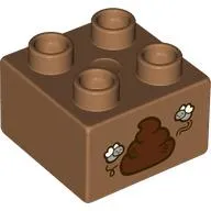 Duplo Brick 2 x 2, Two Flies and Poop Print