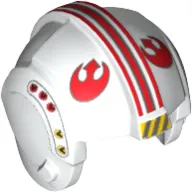 Helmet Rebel Pilot, Center Ridge with Red Stripes, Red Rebels Symbol, Yellow and Gray Stripes Print