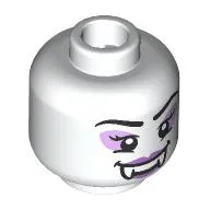 Minifig Head, Vampire, Fangs, Black Eyebrows, Lavender Eyeshadow, Black Eyes / Bright Pink Eyeshadow, Red Eyes, Open Mouth