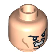 Minifig Head Iron Man (Tony Stark), Moustache, Goatee and Cheek Lines, Determined / Angry Print