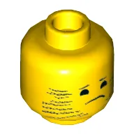 Minifig Head Emmet, Sad Face, Wiped/Smeared Beard