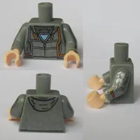 Torso Hoodie with Zipper and Blue Triangle (Arc Reactor) Print, Light Bluish Gray Arms, Light Nougat Hands