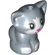 Animal, Cat, Kitten Sitting with Dark Pink Nose, White Face and Paws print