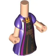 Microdoll Body Long Dress Dark Purple with Black/Magenta Dress, Brown Decorations print