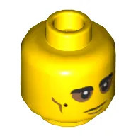 Minifig Head Vito, Eyebrows and Mole, Medium Nougat Cheek Lines, Baggy Eyes / Black Mask Print
