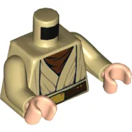 Torso Robe, Reddish Brown Undershirt, Reddish Brown Belt with Gold Buckle Print (Obi-Wan), Tan Arms, Light Nougat Hands