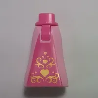 Minidoll Hips and Full Length Skirt with Dark Pink Middle, Gold Pattern