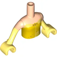 Minidoll Torso Girl with Bright Light Orange Top with Rose Trim Print, Light Nougat Arms with Hands with Bright Light Yellow Gloves Print