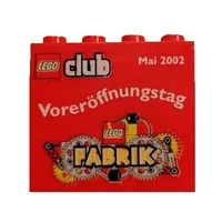 Brick 2 x 4 x 3 with 'LEGO club Mai 2002 Voreröffnungstag LEGO FABRIK ' Print