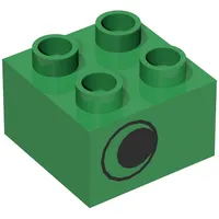 Duplo Brick 2 x 2 with Eye without White Print, on One Side, Offset Left