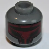 Minifig Head Darth Revan, Dark Red Sith Mask Print [Hollow Stud]