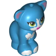 Animal, Cat, Sitting with Lime Eyes, Magenta Nose, and White Markings Print