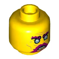 Minifig Head Dragon of the East, Bushy Magenta Eyebrows and Beard, Bright Light Blue Eyes, Open Mouth / Closed Mouth Print