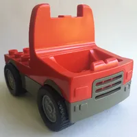 Duplo Truck with 4 x 4 Flatbed Plate, Dark Gray Base and Hubs, Wide Wheels