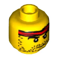 Minifig Head Digger, Headband Red and Stubble Beard Print [Blocked Open Stud]