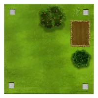 Baseplate with 4 Square Corner Holes and Grass / Grass, Water with Wooden Bridge Print