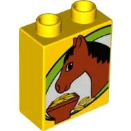 Duplo Brick 1 x 2 x 2 with Horse Print