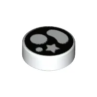 Tile Round 1 x 1 with White Shapes, Black Background print