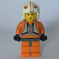 Luke Skywalker, Orange Rebel Pilot Outfit, Yellow Skin, Dark Bluish Gray Hips (3626b Head)