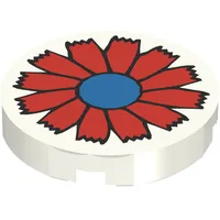 Tile Round 2 x 2 with Scala Red Flower and Blue Center Print