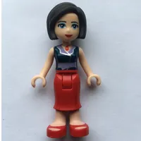 Anna - Dark Blue Vest, Red Dress