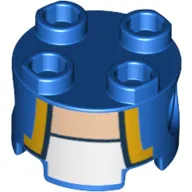 Brick Round 2 x 2, Pin Holes with Gold Lapels, Dark Blue Trim, and White Undershirt Print