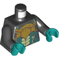 Torso Snake Scales, Gold Chestplate, Dark Turquoise Scales Print, Black Arms, Dark Turquoise Hands