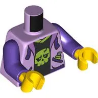 Torso, Jacket, Dark Purple Pockets, Laces, Black Shirt with Lime Skull print, Dark Purple Arms, Yellow Hands