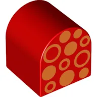 Duplo Brick 2 x 2 x 2 Curved Top with Orange Circles and Dots Print
