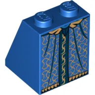 Slope 65° 2 x 2 x 2 with Bottom Tube with Gold and Dark Blue Robe Print
